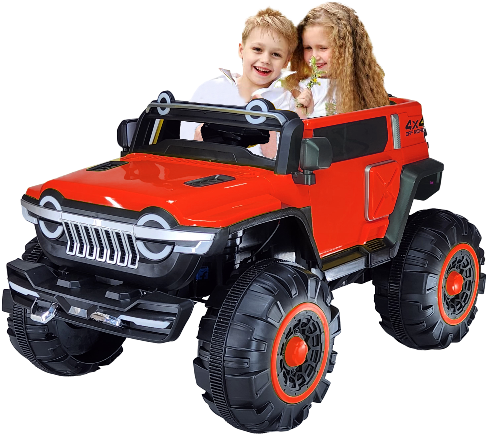 Kids Big Size 4x4 Battery Operated Rechargeable Driving Jeep I Large Size 4 + 1 Motors I Premium Quality I Top End Configuration | 1-12 Years | Remote Control + Mobile App