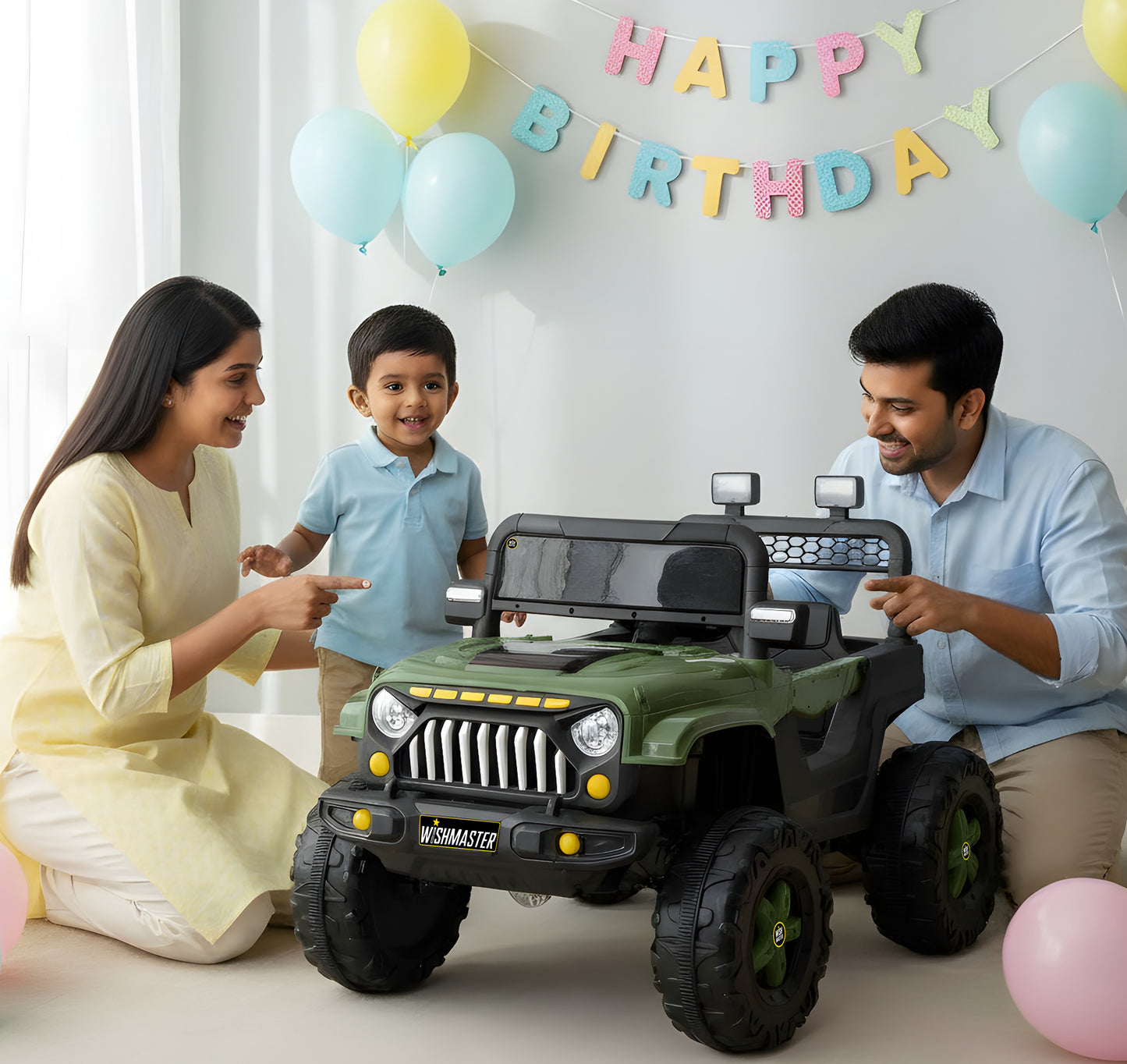 Kids 4x4 Thar Jeep| Kids Driving Electric Car| Remote + Steering + Mobile App Control| [1-6 Year]