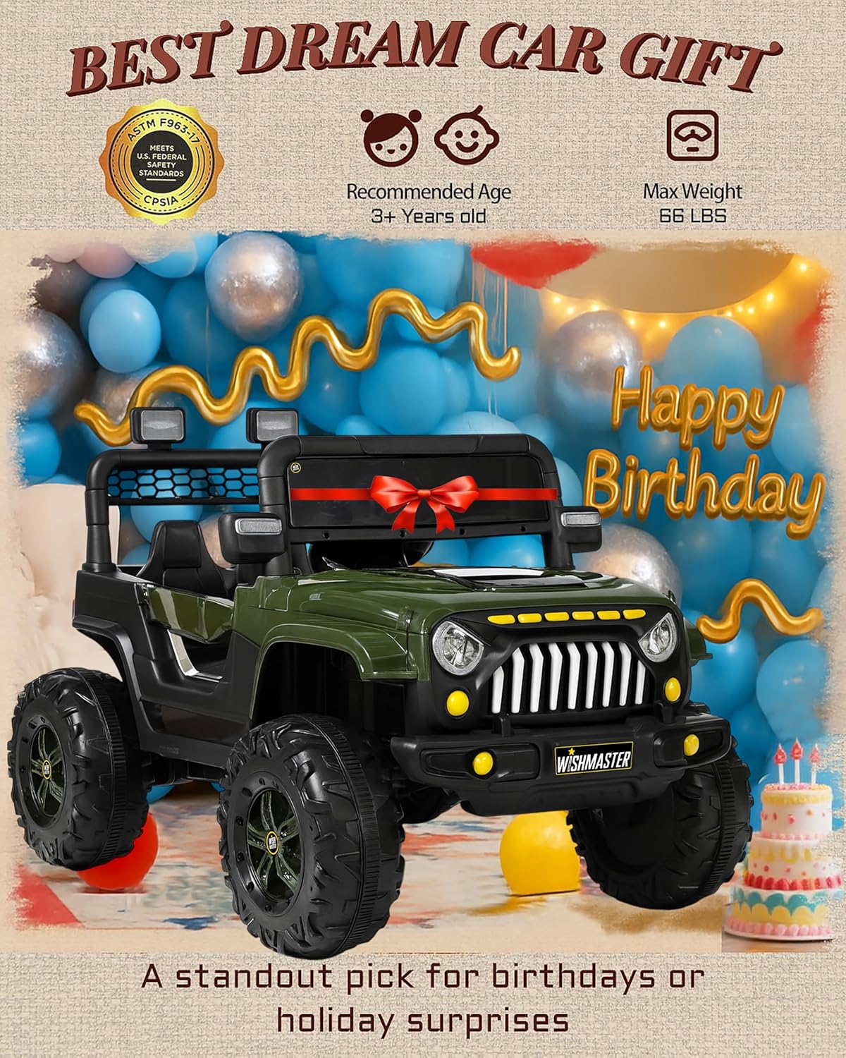 Kids 4x4 Thar Jeep| Kids Driving Electric Car| Remote + Steering + Mobile App Control| [1-6 Year]