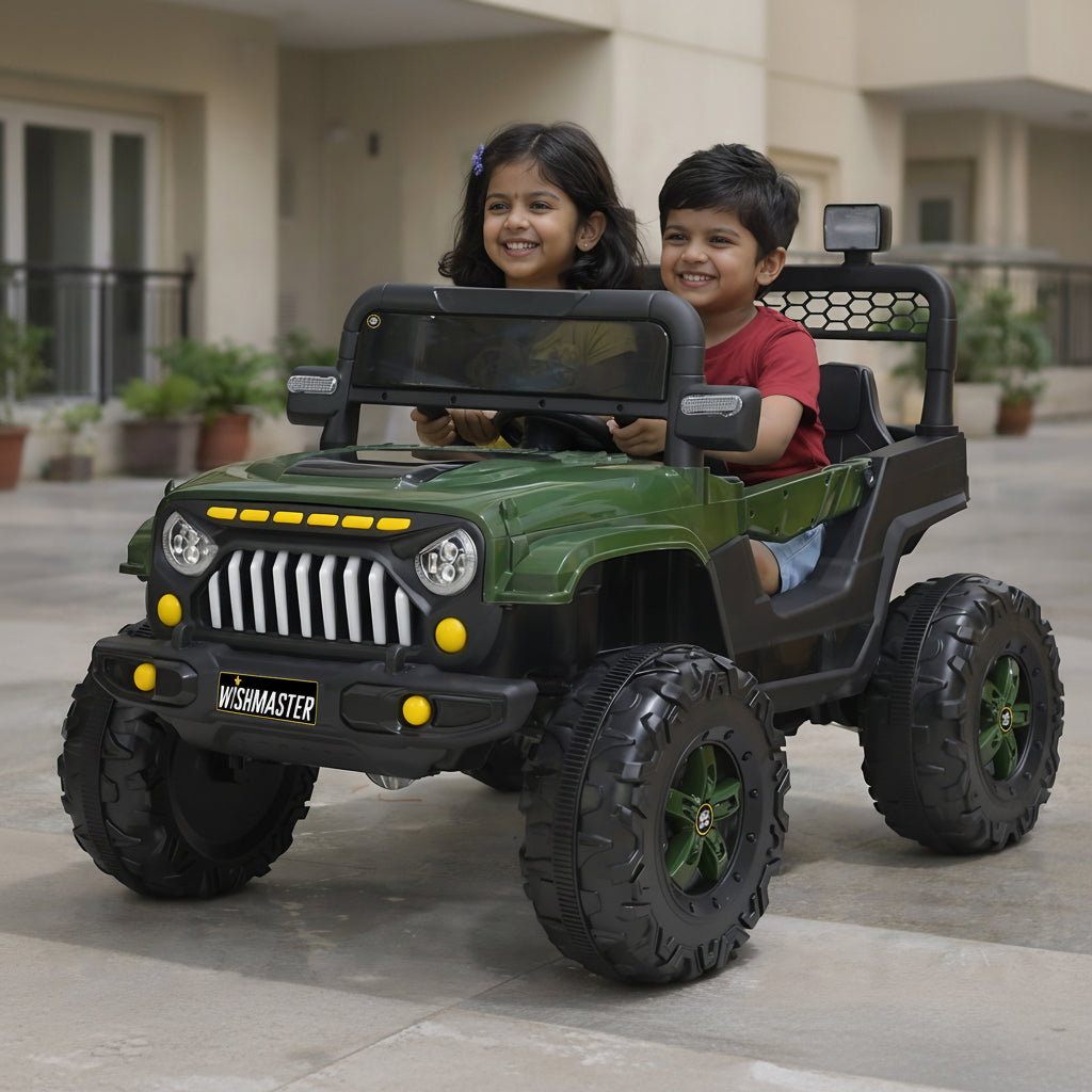 Kids 4x4 Thar Jeep| Kids Driving Electric Car| Remote + Steering + Mobile App Control| [1-6 Year]