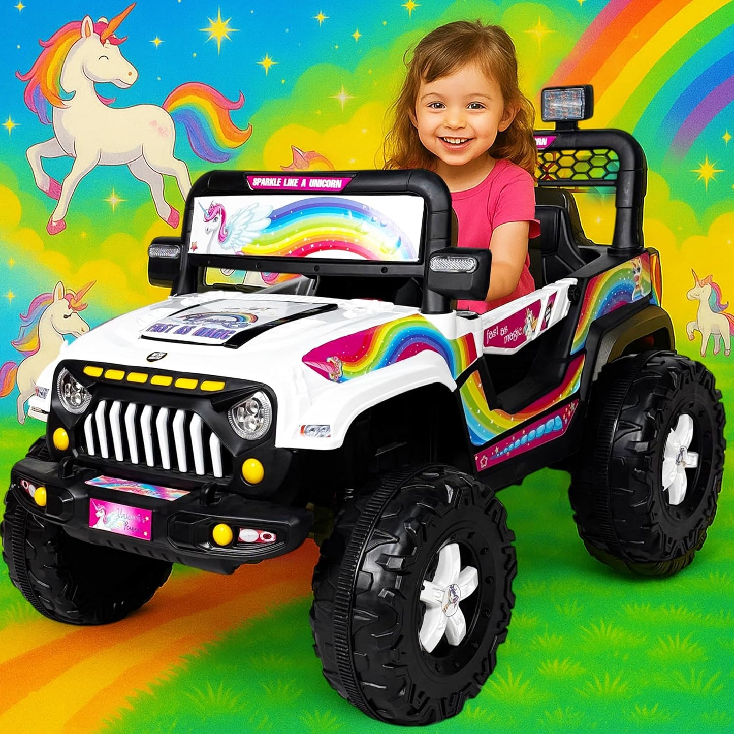 Kids 4x4 Thar Jeep| Kids Driving Electric Car| Remote + Steering + Mobile App Control| [1-6 Year]