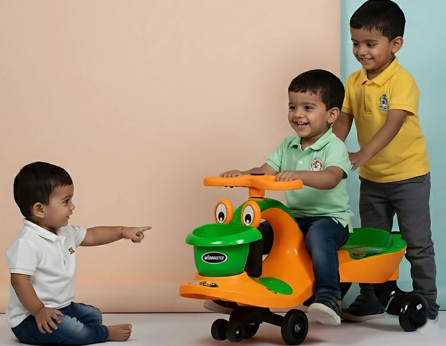 Kids Magic Duck Twister Ride On| Swing Car| Non-Battery Operated | [1-6 year]| Orange-Green Color