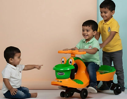 Kids Magic Duck Twister Ride On| Swing Car| Non-Battery Operated | [1-6 year]| Orange-Green Color