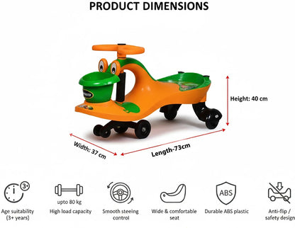 Kids Magic Duck Twister Ride On| Swing Car| Non-Battery Operated | [1-6 year]| Orange-Green Color