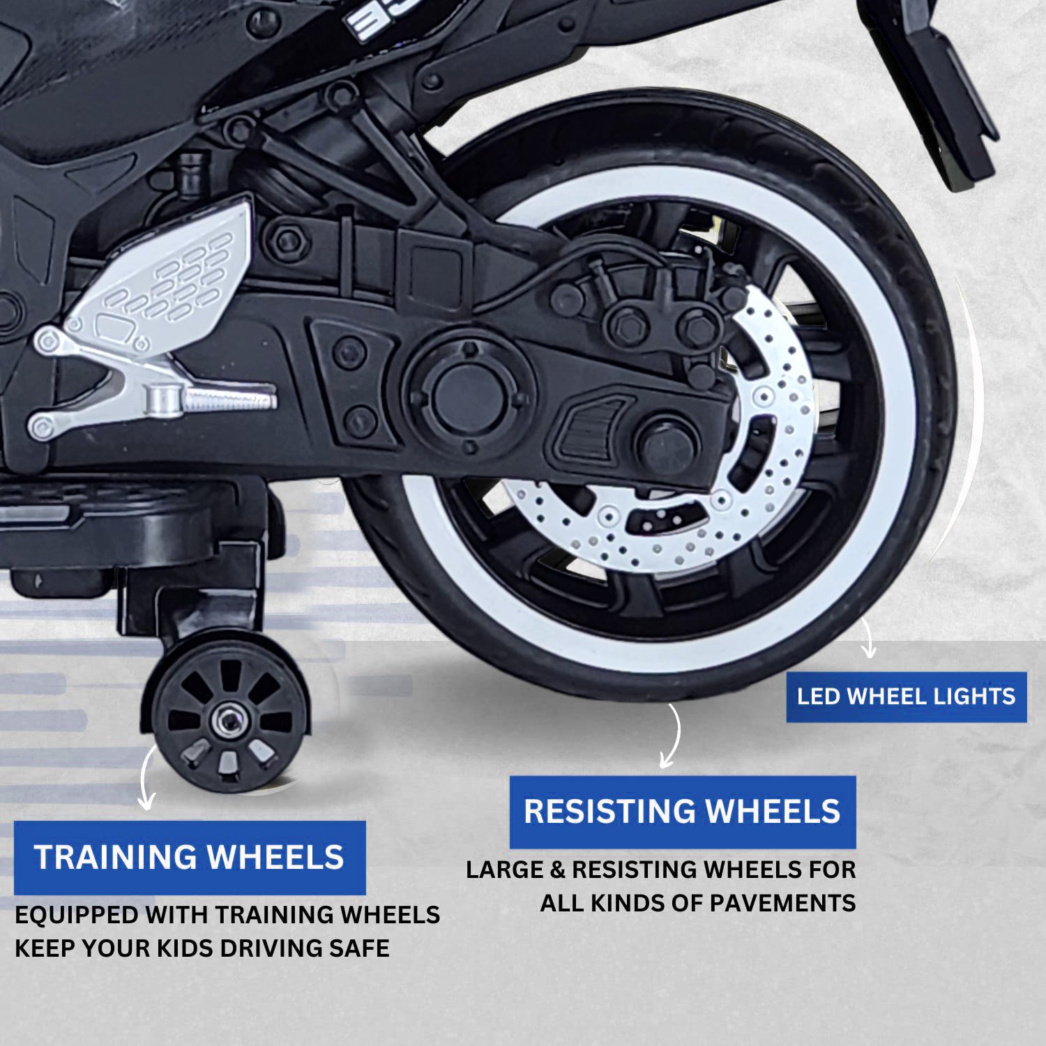 Kids R3 Electric Ride On Bike For 1 - 8 Year Children With Hand Accelerator & Foot Brake + Music Player + 1 Year Warranty