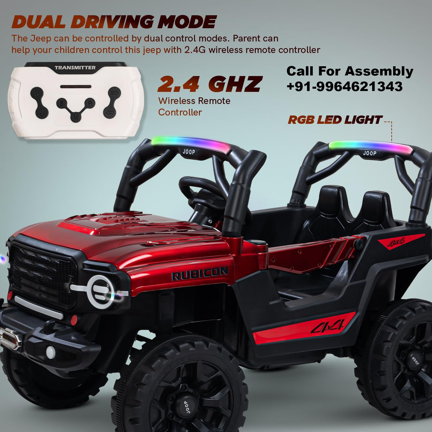 Kids Dual Driving mode Battery Operated Ride On Jeep For 1 - 7 Year Boys & Girls