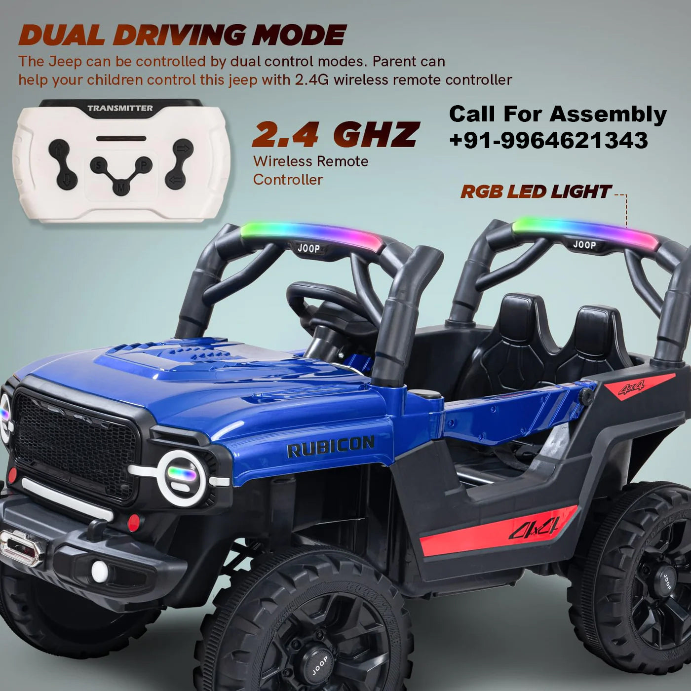 Kids Dual Driving mode Battery Operated Ride On Jeep For 1 - 7 Year Boys & Girls