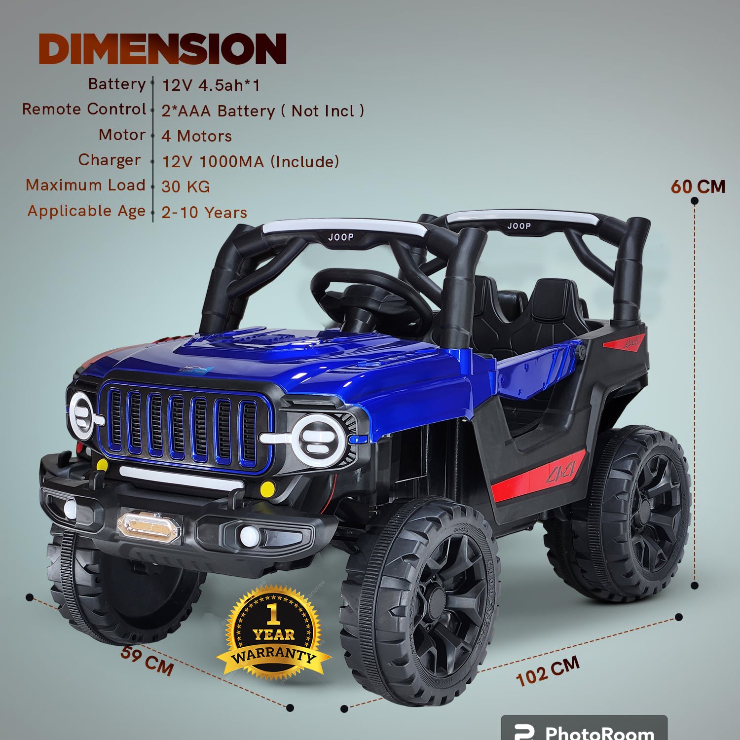 Kids Dual Driving mode Battery Operated Ride On Jeep For 1 - 7 Year Boys & Girls