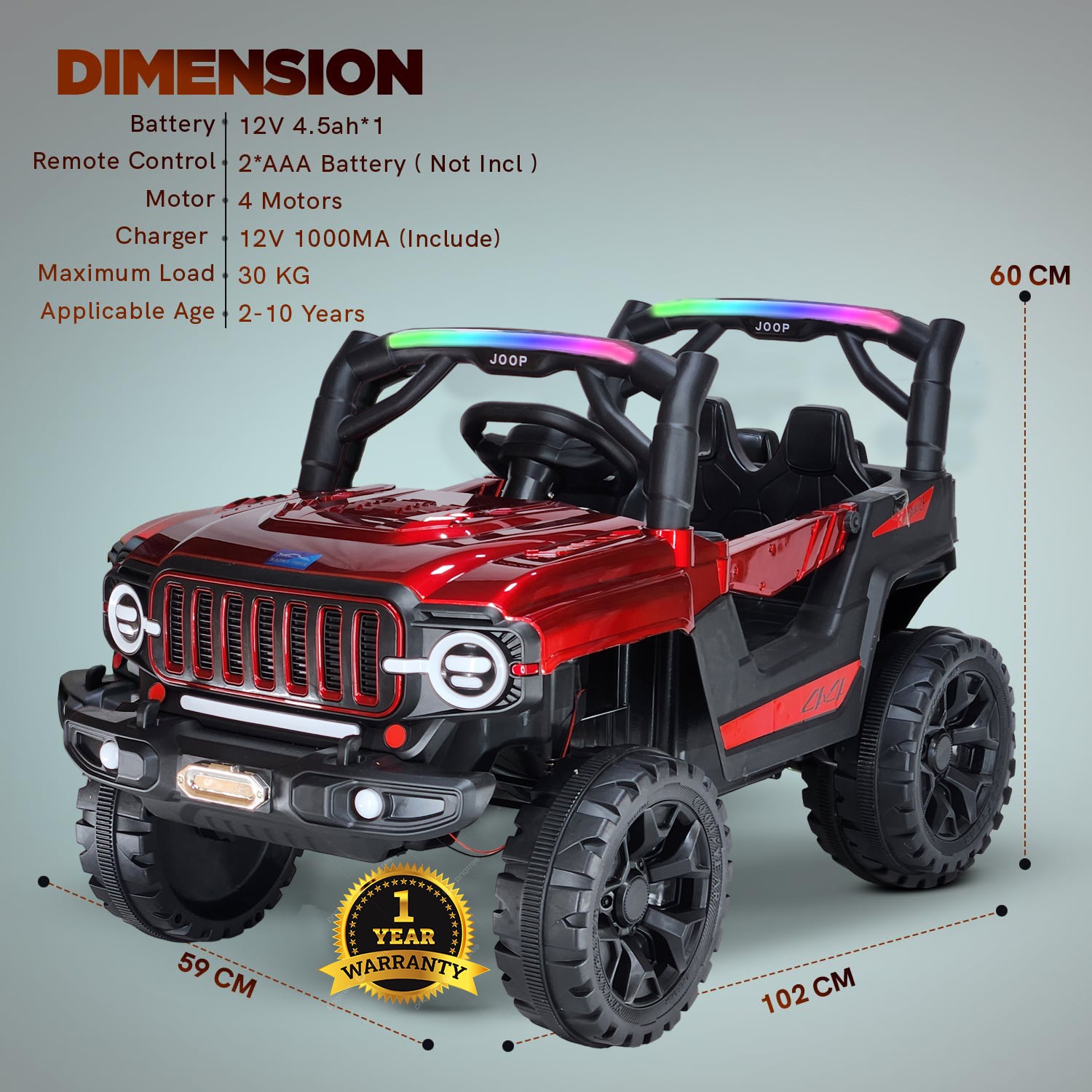 Kids Dual Driving mode Battery Operated Ride On Jeep For 1 - 7 Year Boys & Girls