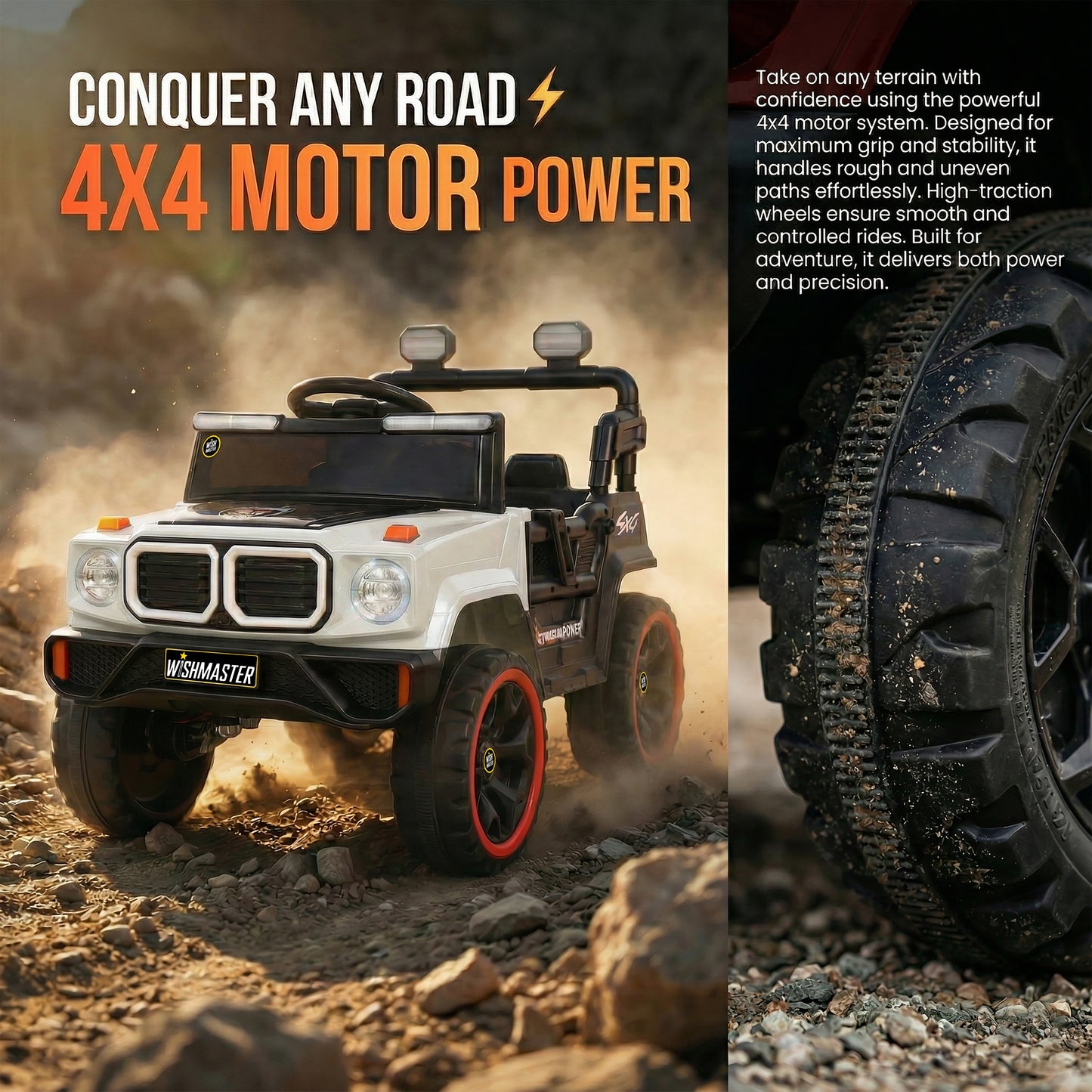 Kids 4x2 Defender Jeep| Electric Driving Car| Remote + Steering + Mobile App Control| [1-6 year]
