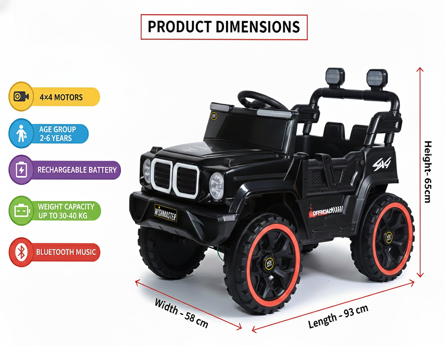 Kids 4x2 Defender Jeep| Electric Driving Car| Remote + Steering + Mobile App Control| [1-6 year]