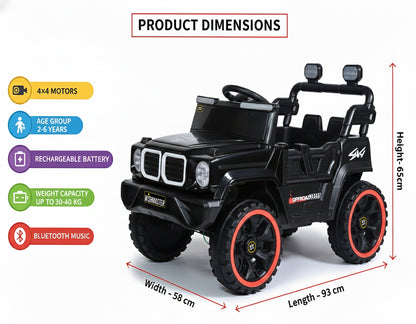 Kids 4x2 Defender Jeep| Electric Driving Car| Remote + Steering + Mobile App Control| [1-6 year]