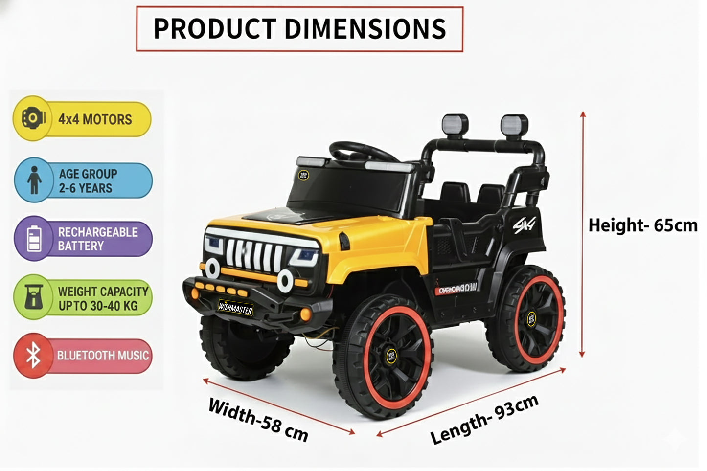 Kids 4x2 Ranger Jeep| Electric Driving Car| Remote + Steering + Mobile App Control| [1-6 year]