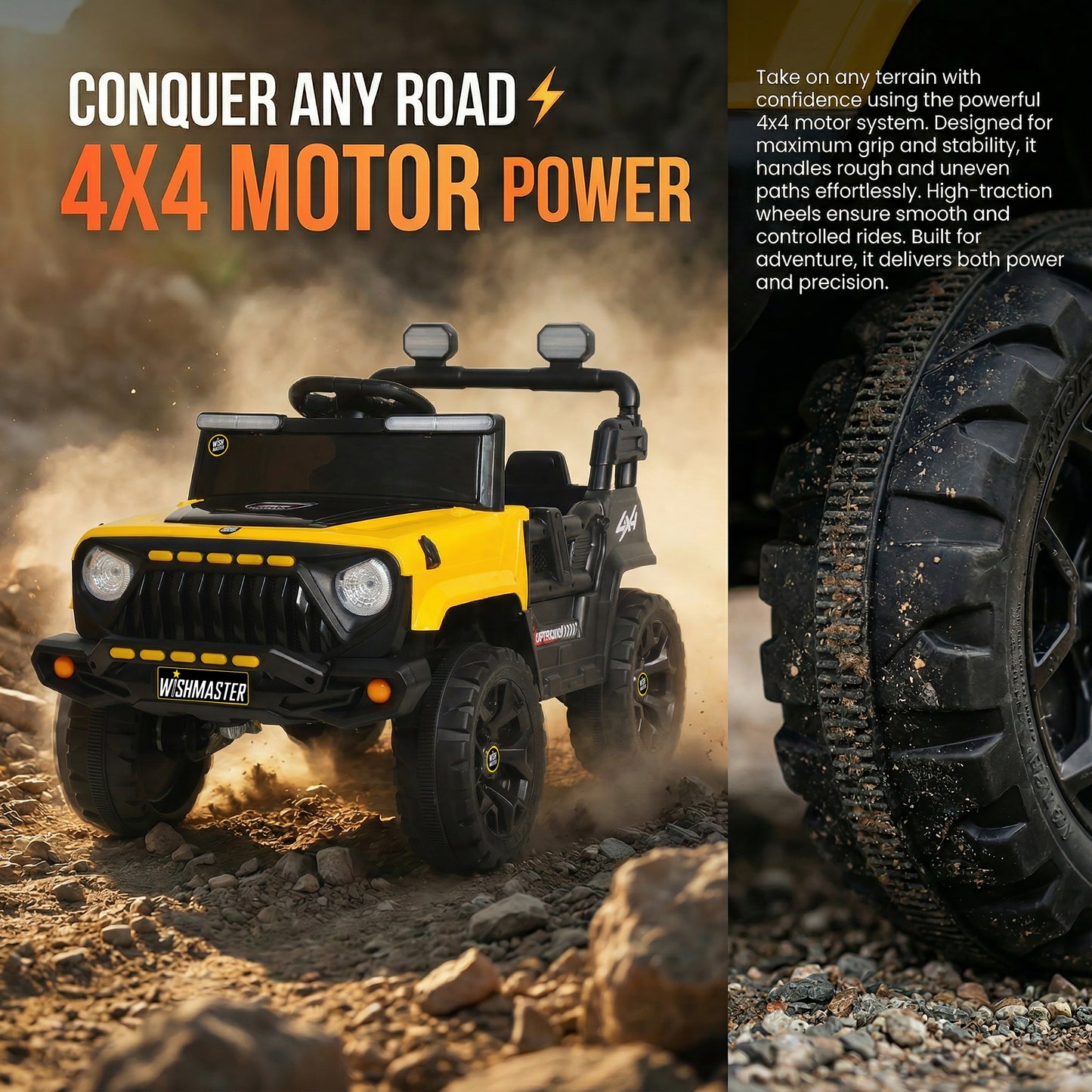 Kids 4x4 G- Wagon Jeep | Driving Electric Car| Remote + Steering + Mobile App Control| [1-6 year]
