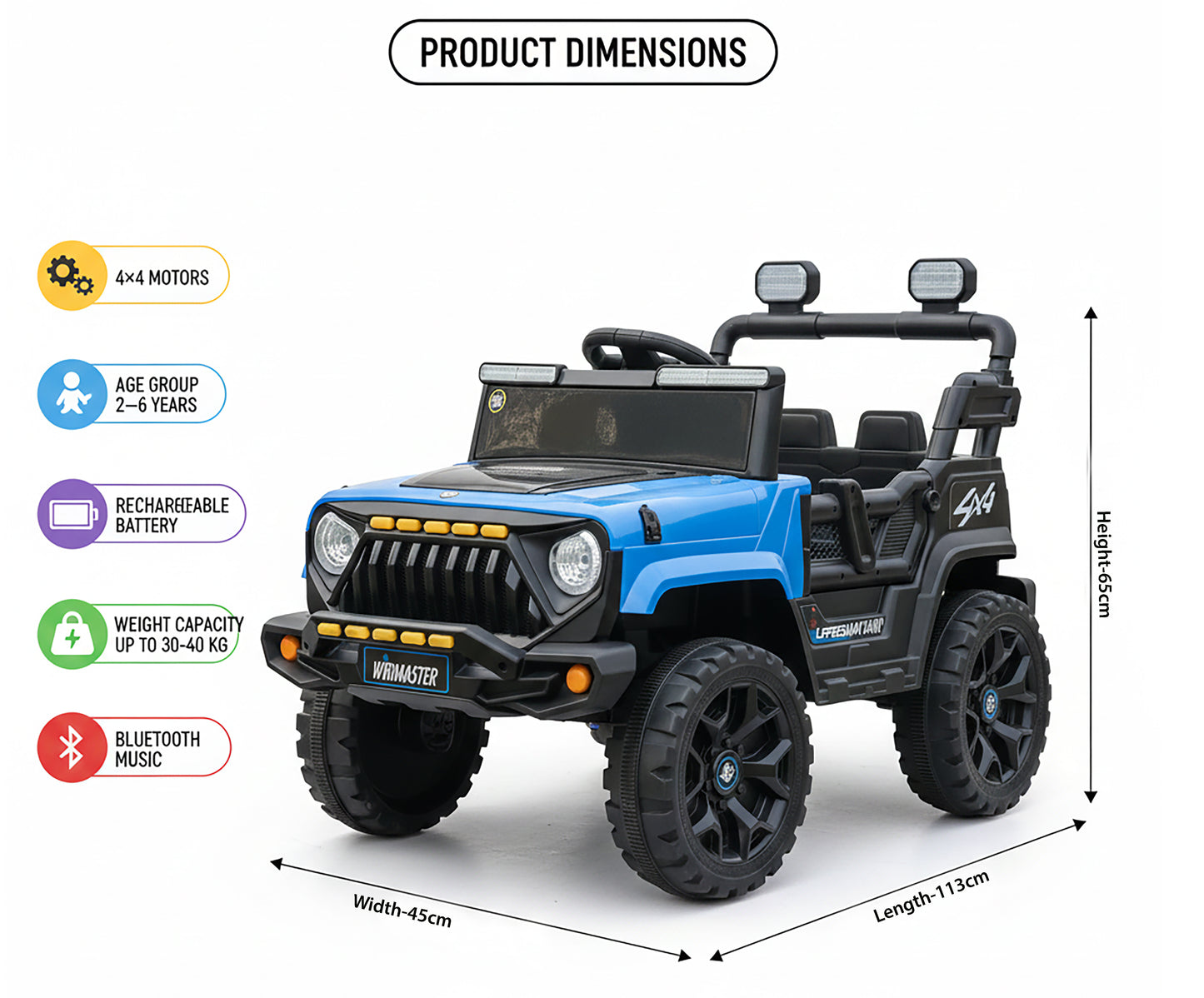 Kids 4x4 G- Wagon Jeep | Driving Electric Car| Remote + Steering + Mobile App Control| [1-6 year]