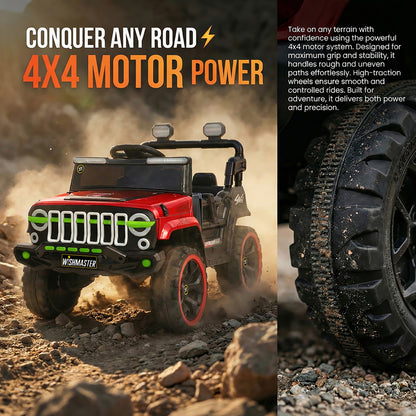 Kids 4x2 Jeep Wrangler| Electric Driving Car| Remote + Steering + Mobile App Control| [1-6 year]
