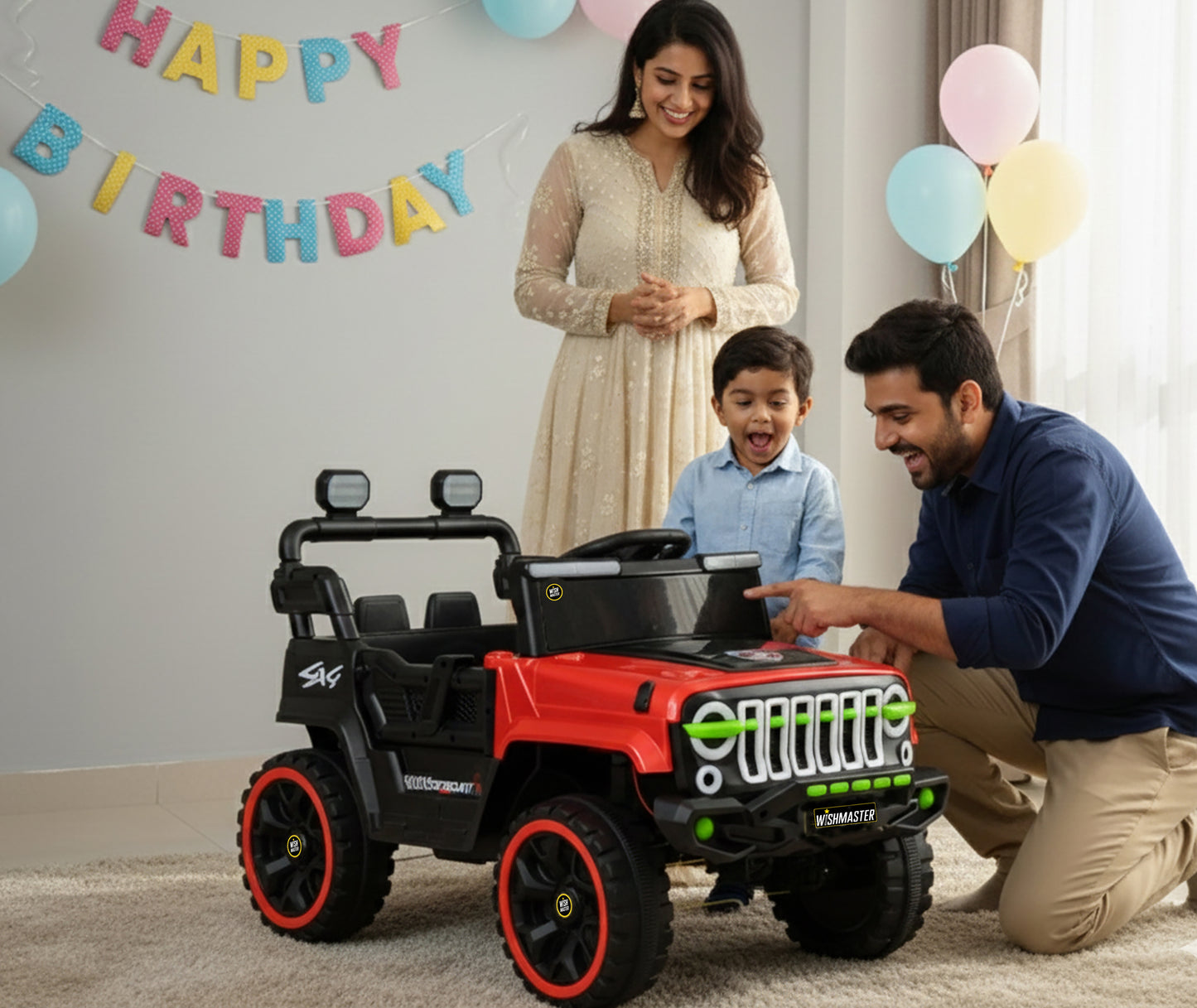 Kids 4x2 Jeep Wrangler| Electric Driving Car| Remote + Steering + Mobile App Control| [1-6 year]