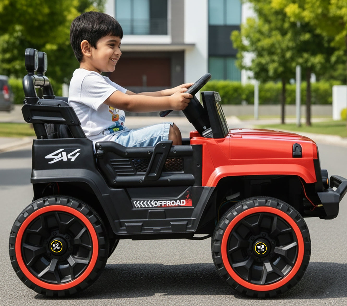 Kids 4x2 Jeep Wrangler| Electric Driving Car| Remote + Steering + Mobile App Control| [1-6 year]
