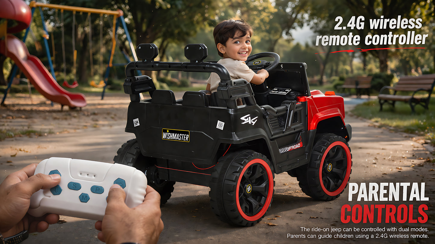 Kids 4x2 Jeep Wrangler| Electric Driving Car| Remote + Steering + Mobile App Control| [1-6 year]