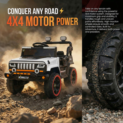 Kids 4x2 Ranger Jeep| Electric Driving Car| Remote + Steering + Mobile App Control| [1-6 year]