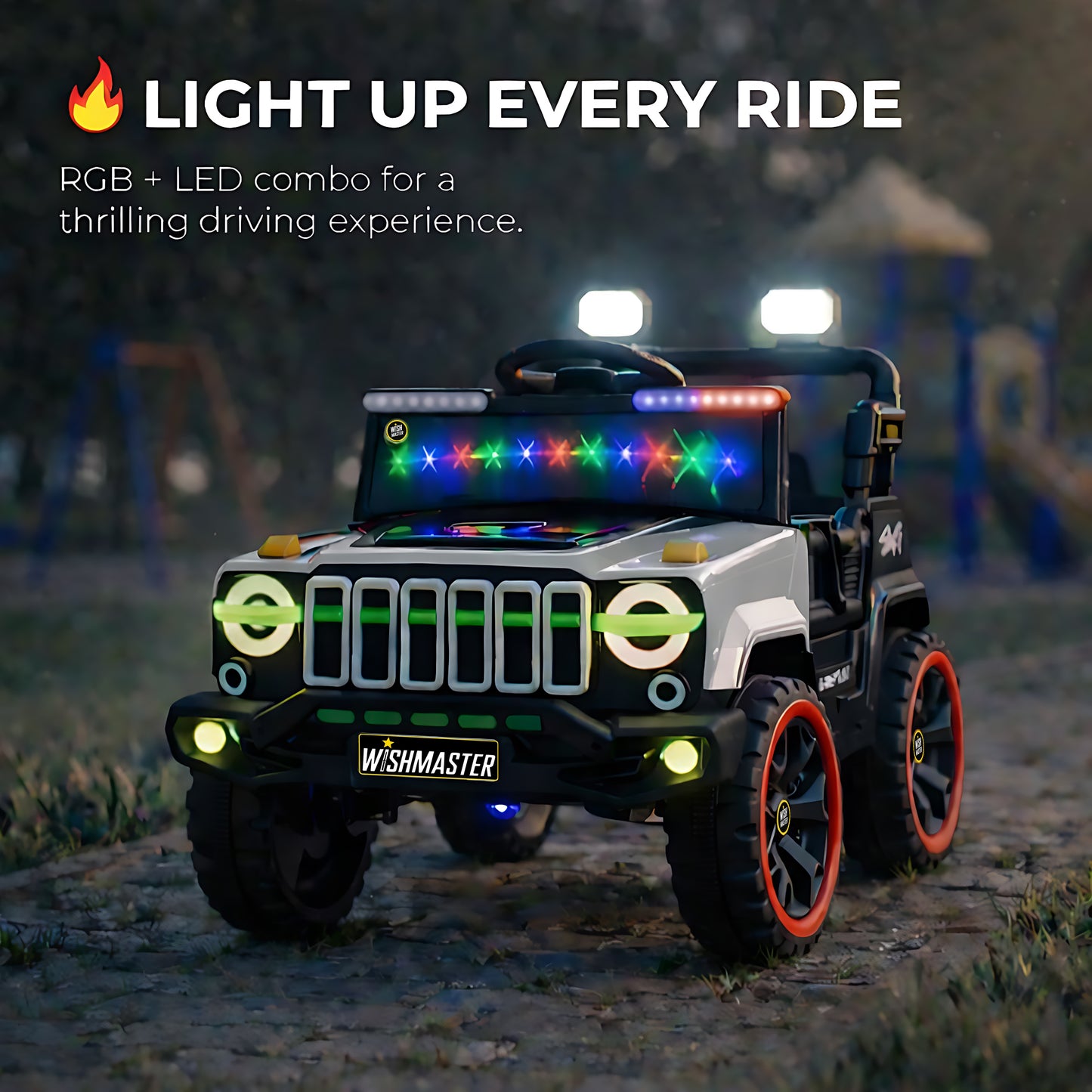 Kids 4x2 Jeep Wrangler| Electric Driving Car| Remote + Steering + Mobile App Control| [1-6 year]