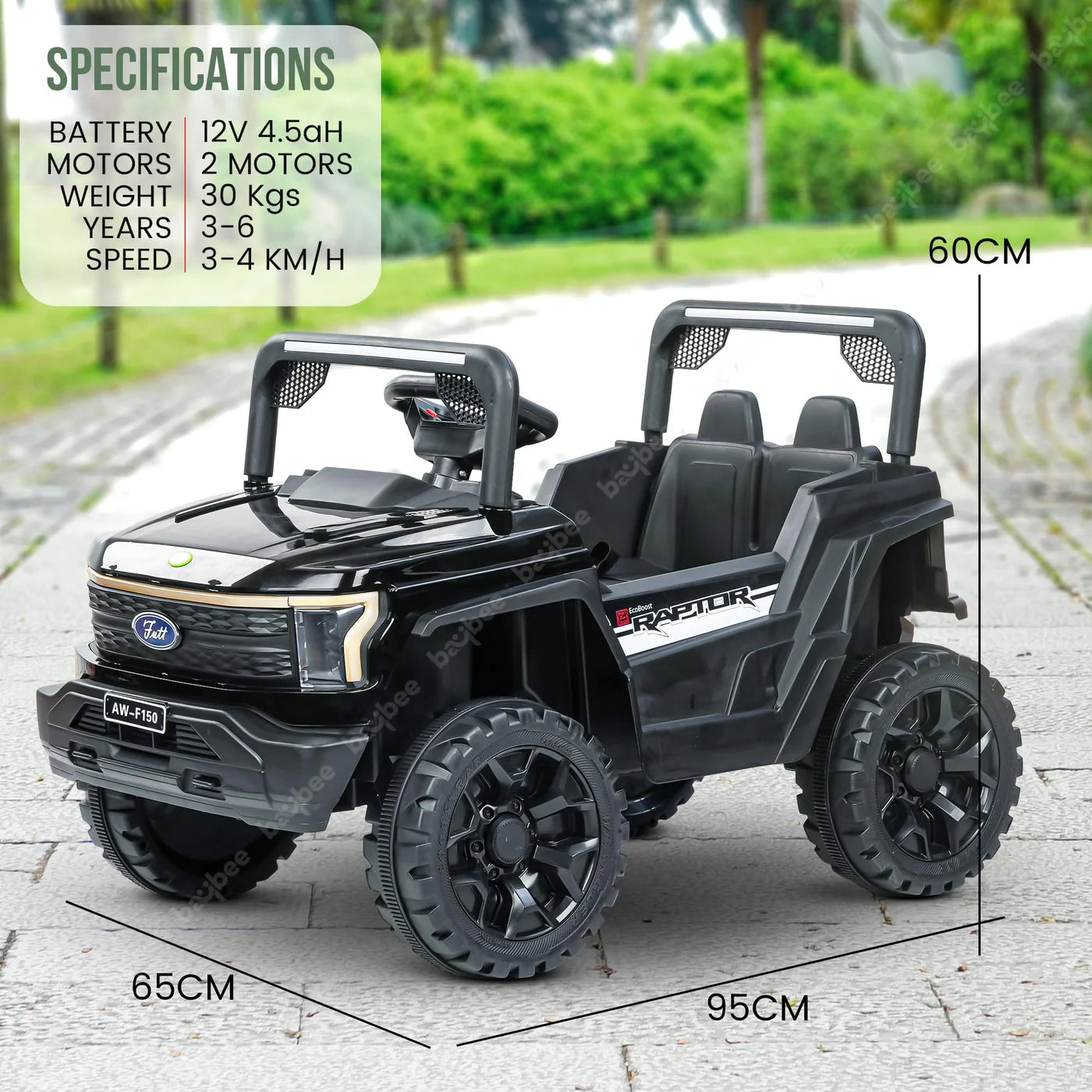 Kids Driving EV Cars for 1, 2, 3, 4, 5, 6 Years | Remote + Steering + Mobile App Control | Kids Jeeps (Entery Level Jeeps [2-6 Years] F-Raptor