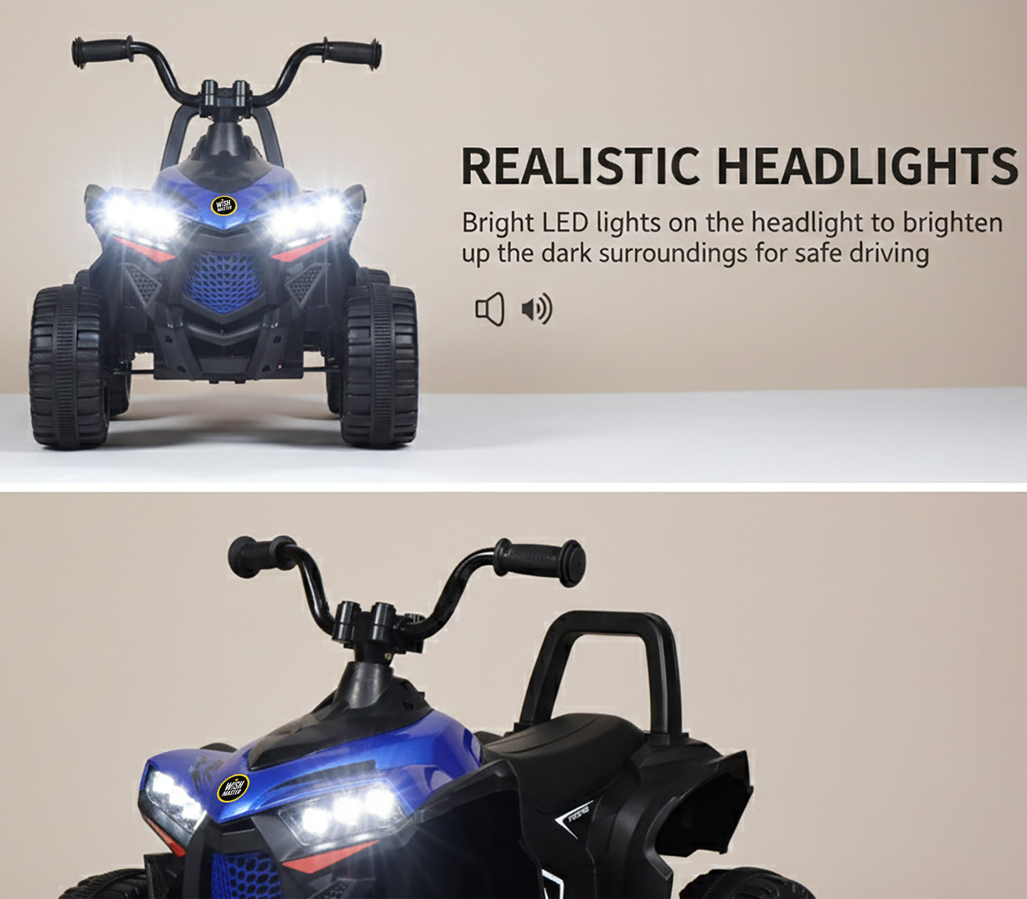 Kids Electric Ride On ATV Bike| LED Lights & Foot Accelerator| [2-6 year]