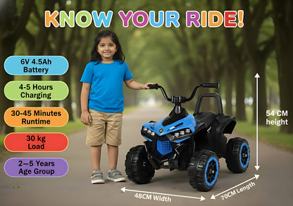 Kids Electric Ride On ATV Bike| LED Lights & Foot Accelerator| [2-6 year]