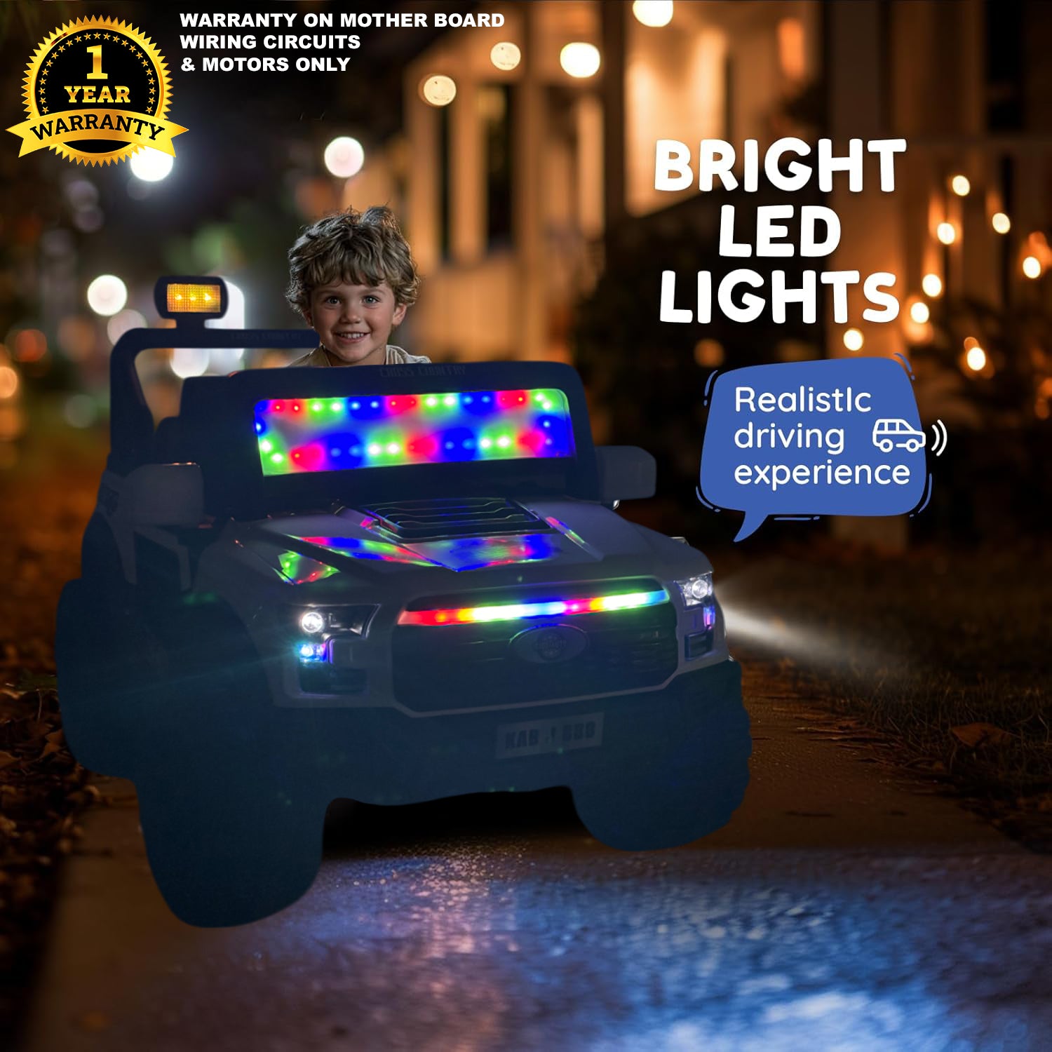 KIds 4x4 Driving EV Cars for 1, 2, 3, 4, 5, 6 Years | Remote + Steering + Mobile App Control | Kids Jeeps | Most Gifted Jeeps (Medium Size F-Raptor [1-8 Year Kids]