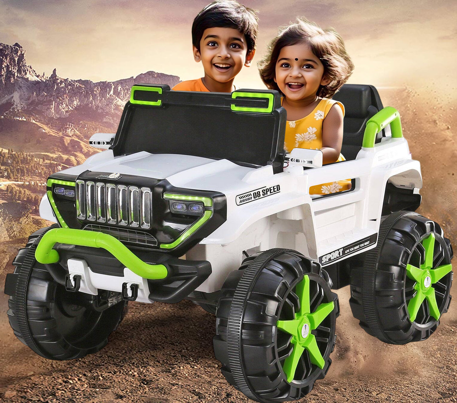 Big Size 4x4 Baby Rechargeable Battery Operated Electric Ride-On Jeep car for Kids Riding Toy Car with R/C for Boys & Girls Babies Toddlers Age 1 to 8 Years