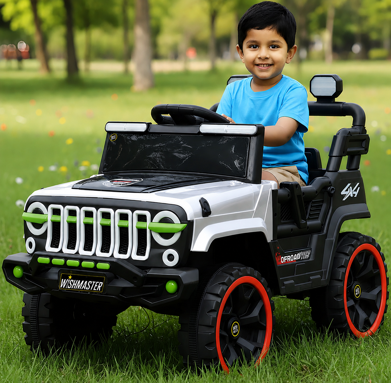 Kids 4x2 Jeep Wrangler| Electric Driving Car| Remote + Steering + Mobile App Control| [1-6 year]