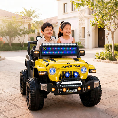 Kids 4x4 Thar Roxx Electric Drving Car| Remote + Steering + Mobile App Control| Kids Jeep [1-8 Year]
