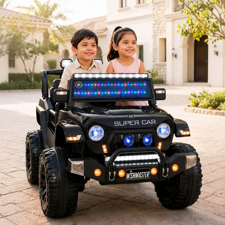 Kids 4x4 Thar Roxx Electric Drving Car| Remote + Steering + Mobile App Control| Kids Jeep [1-8 Year]
