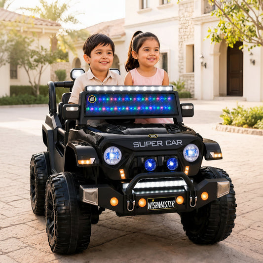 Kids 4x4 Thar Roxx Electric Drving Car| Remote + Steering + Mobile App Control| Kids Jeep [1-8 Year]