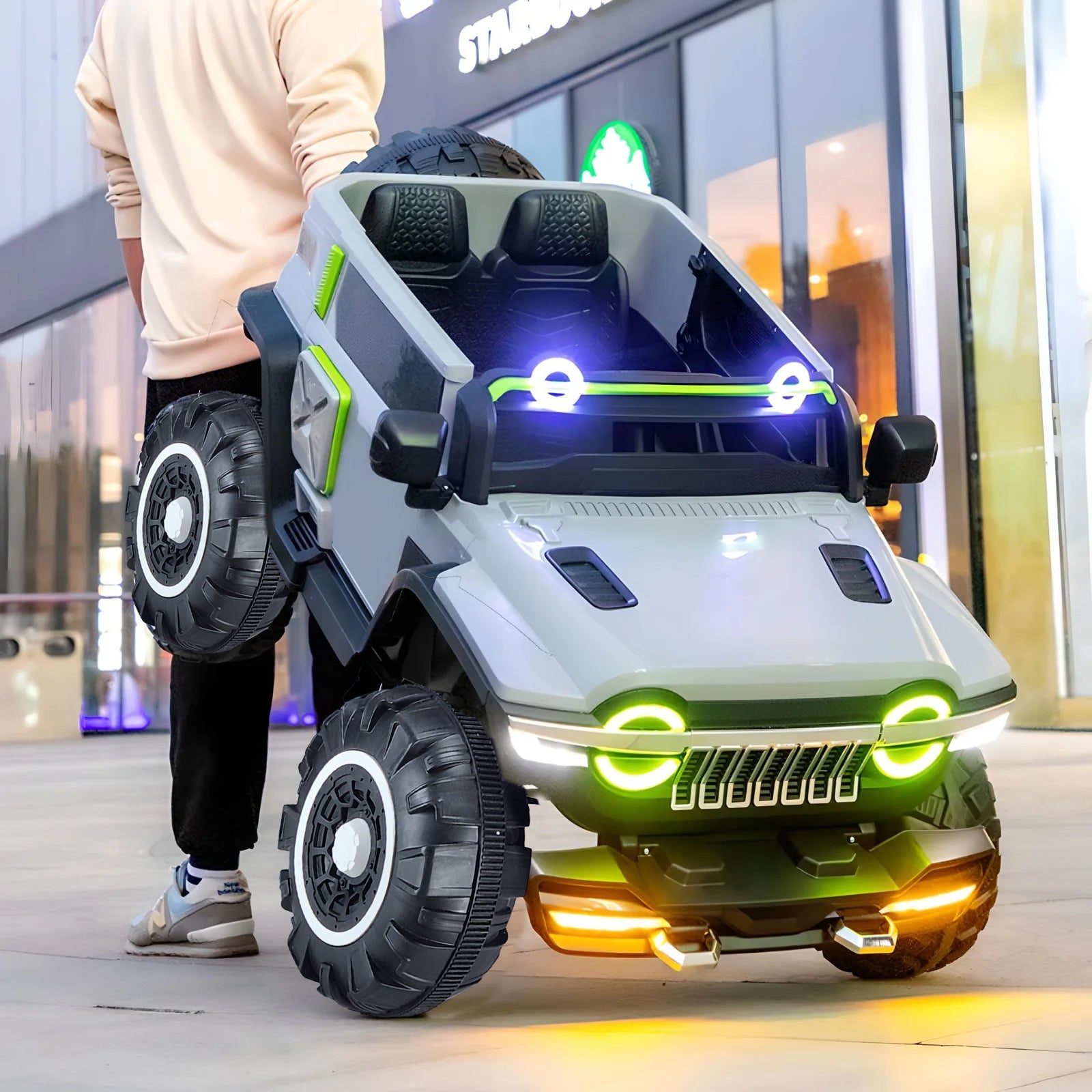 Kids Big Size 4x4 Battery Operated Rechargeable Driving Jeep I Large Size 4 + 1 Motors I Premium Quality I Top End Configuration | 1-12 Years | Remote Control + Mobile App