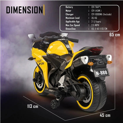Kids Dhoom Bike| Electric Ride On Bike | With Hand Accelerator & Foot Brake + Music Player| [2-8 Year]