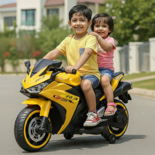 Kids Dhoom Bike R3| Electric Ride On Bike | With Hand Accelerator & Foot Brake + Music Player| [2-8 Year]