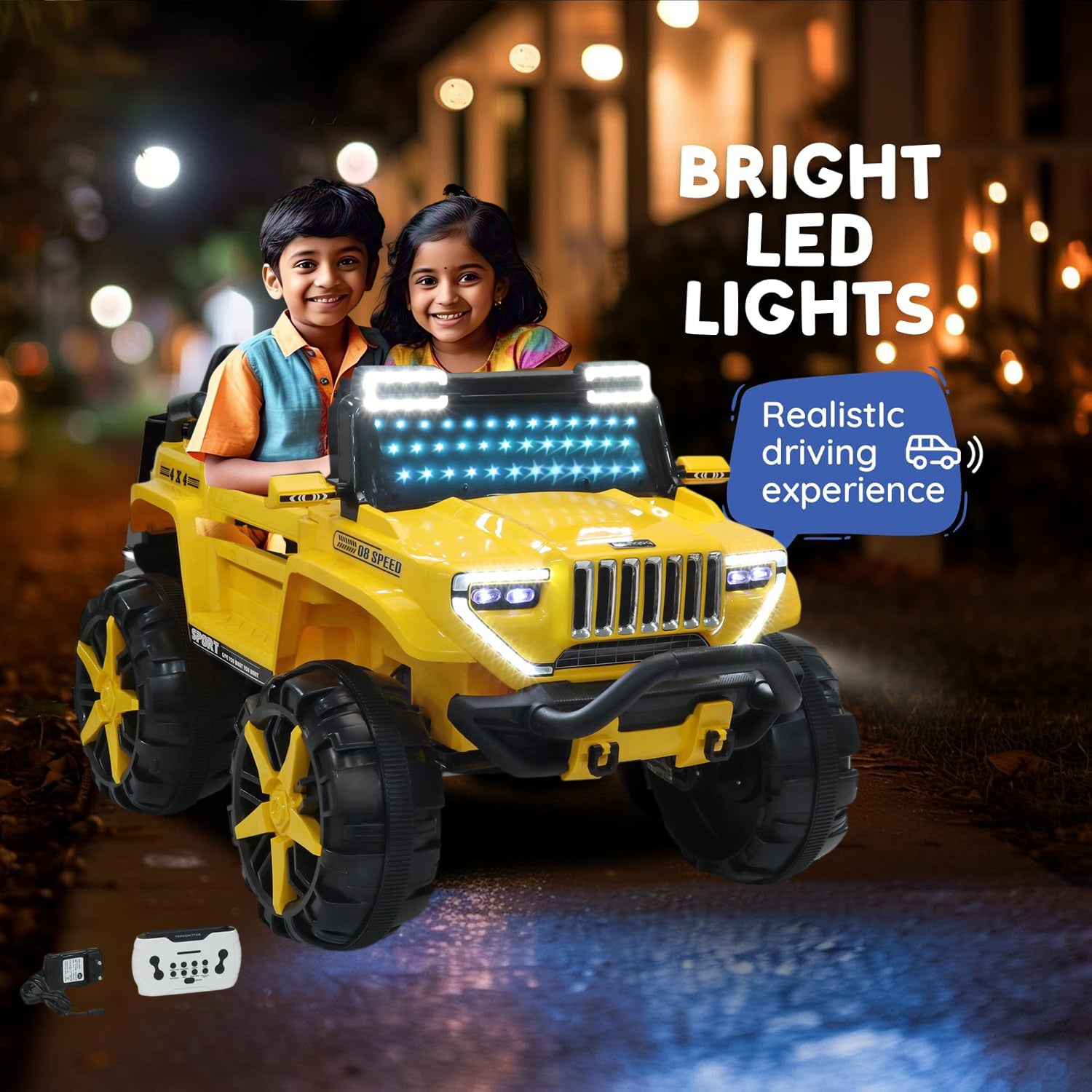 Big Size 4x4 Baby Rechargeable Battery Operated Electric Ride-On Jeep car for Kids Riding Toy Car with R/C for Boys & Girls Babies Toddlers Age 1 to 8 Years