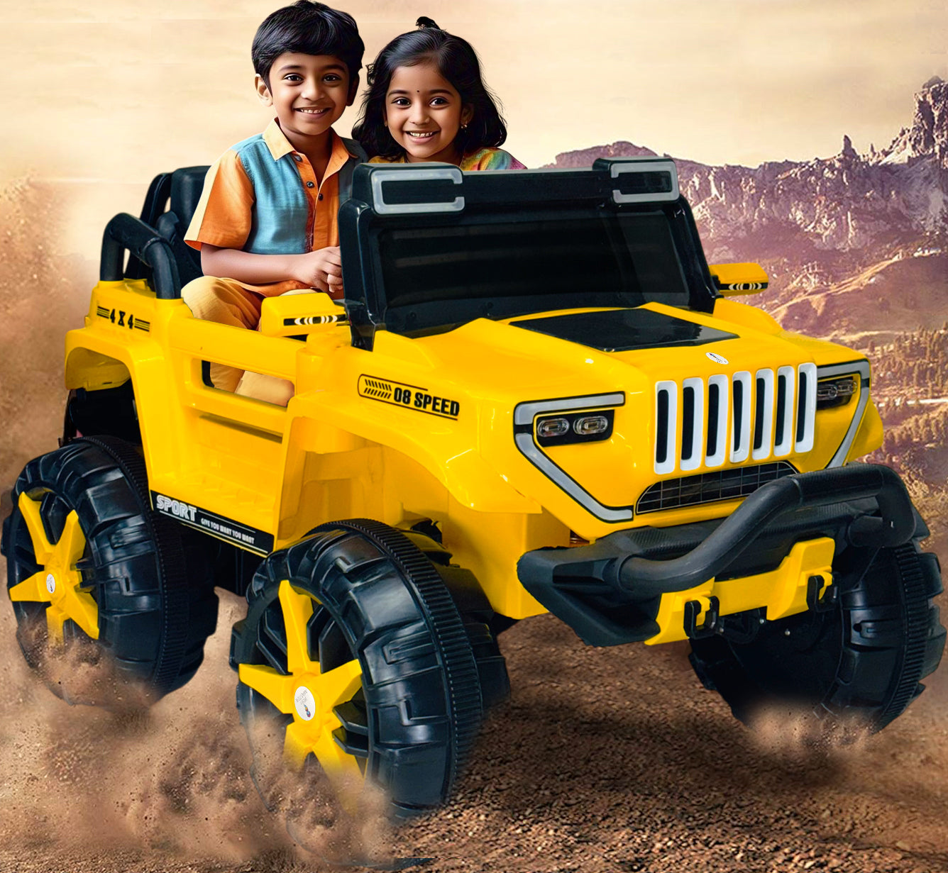 Big Size 4x4 Baby Rechargeable Battery Operated Electric Ride-On Jeep car for Kids Riding Toy Car with R/C for Boys & Girls Babies Toddlers Age 1 to 8 Years