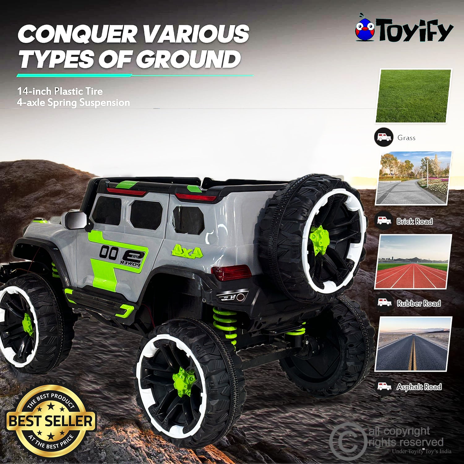 Kids Big size 4X4 Driving EV Cars for 1-10  Years | Remote + Steering + Mobile App Control | Kids Jeeps | Most Gifted Jeeps
