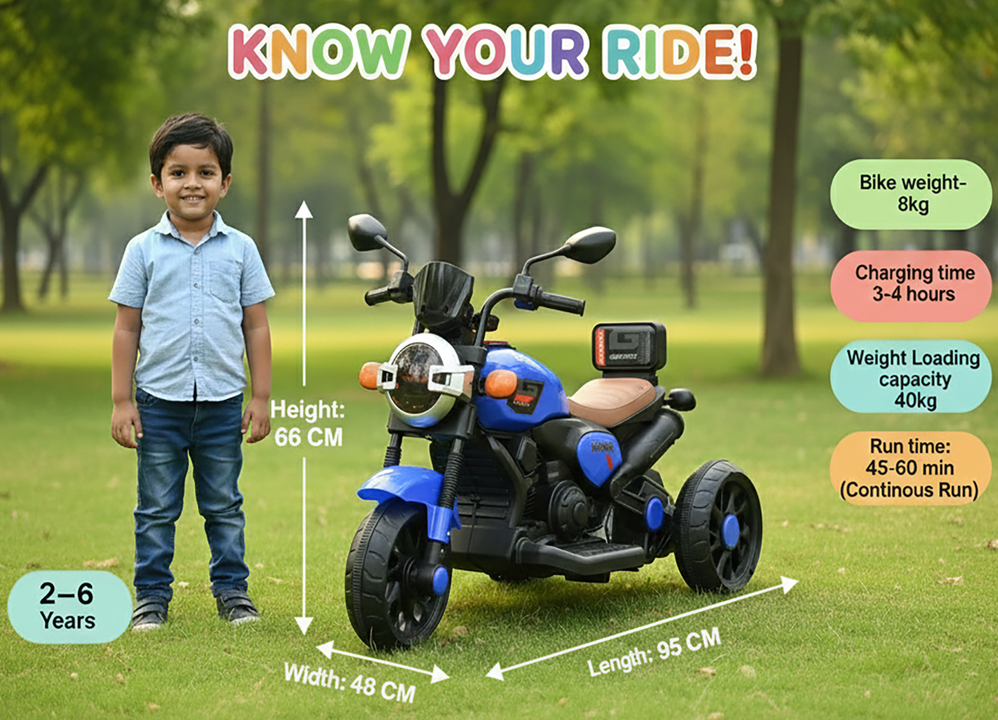 Kids NewForce Bike| Electric Ride-On Motorbike| With Hand Accelerator & Foot Brake| [2-6 year]
