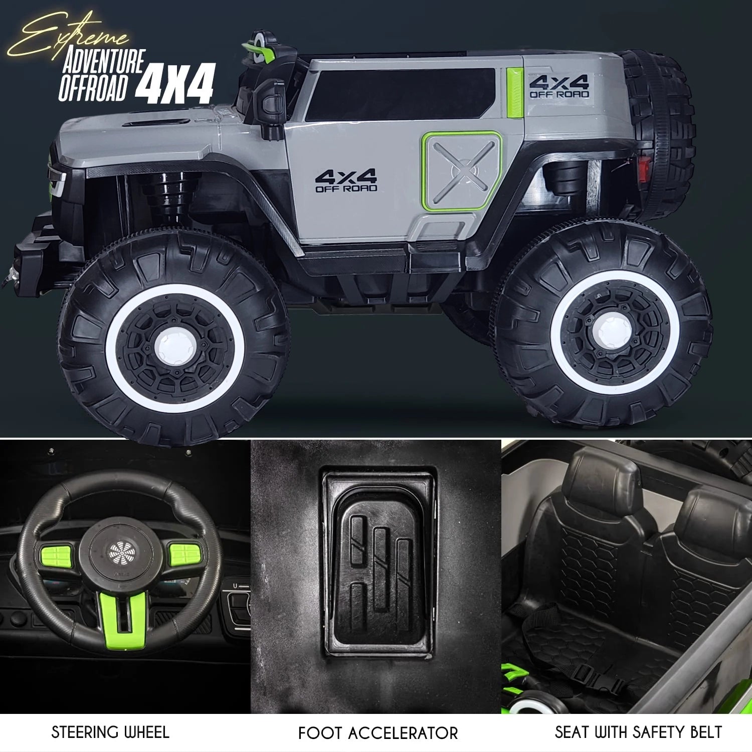 Kids Big Size 4x4 Battery Operated Rechargeable Driving Jeep I Large Size 4 + 1 Motors I Premium Quality I Top End Configuration | 1-12 Years | Remote Control + Mobile App