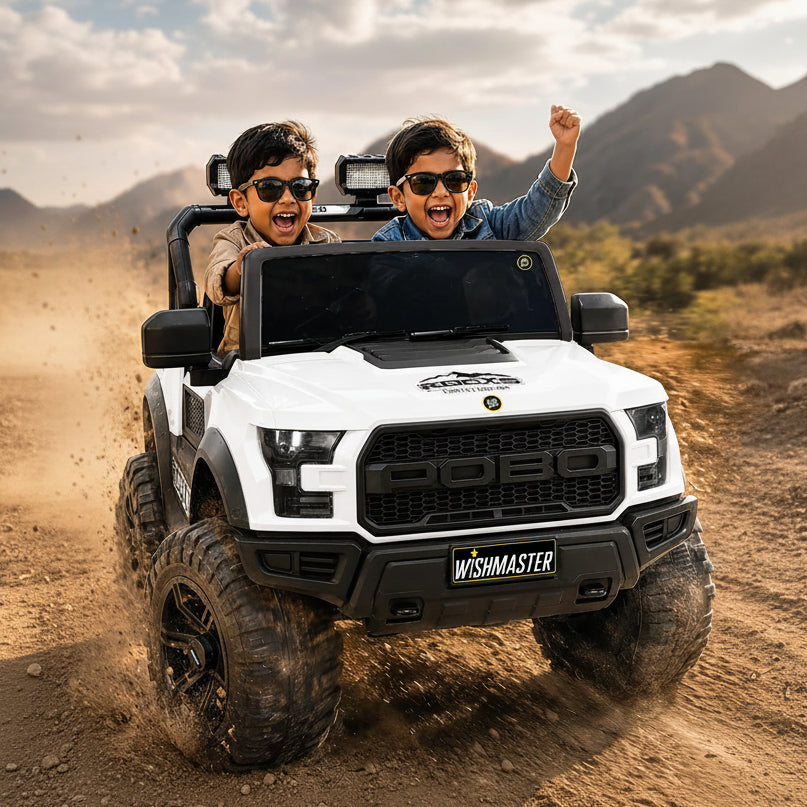 Kids 4x4 POBO Driving Electric Car | Remote + Steering + Mobile App Control | Kids Jeep | [1-8 Year]