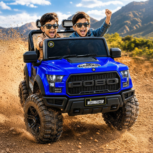Kids 4x4 POBO Driving Electric Car | Remote + Steering + Mobile App Control | Kids Jeep | [1-8 Year]