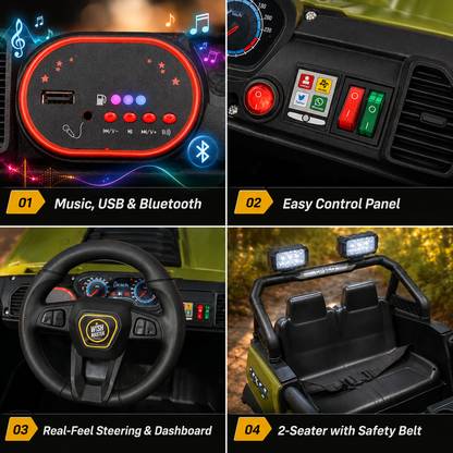 Kids 4x4 POBO Driving Electric Car | Remote + Steering + Mobile App Control | Kids Jeep | [1-8 Year]